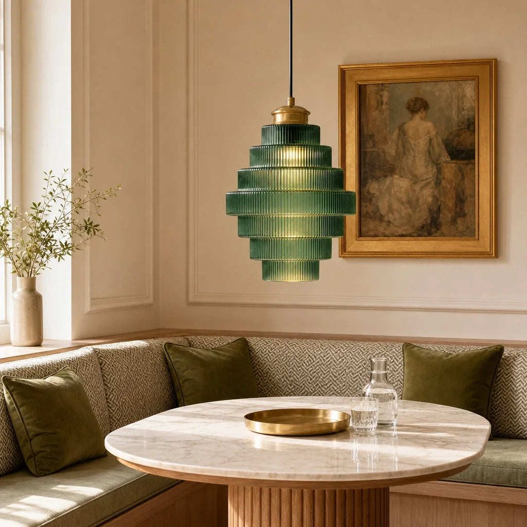 Amara Nordic Striped Stained Glass Bottle Pendant Light