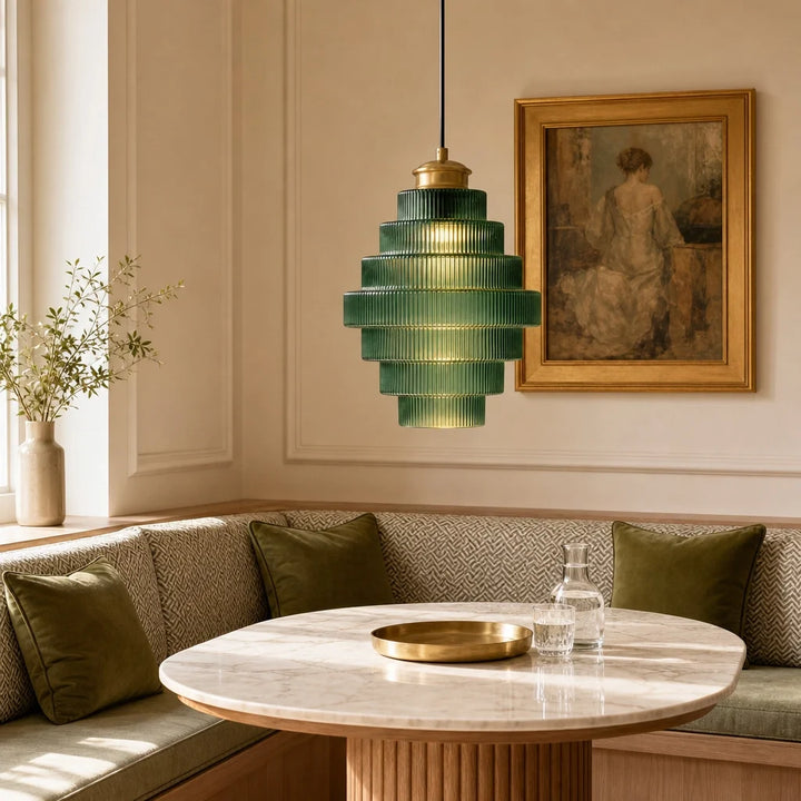 Amara Nordic Striped Stained Glass Bottle Pendant Light