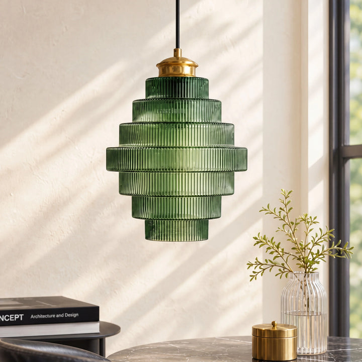 Amara Nordic Striped Stained Glass Bottle Pendant Light