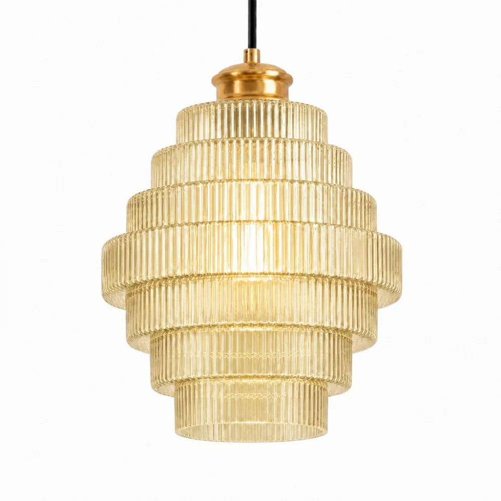 Amara Nordic Striped Stained Glass Bottle Pendant Light