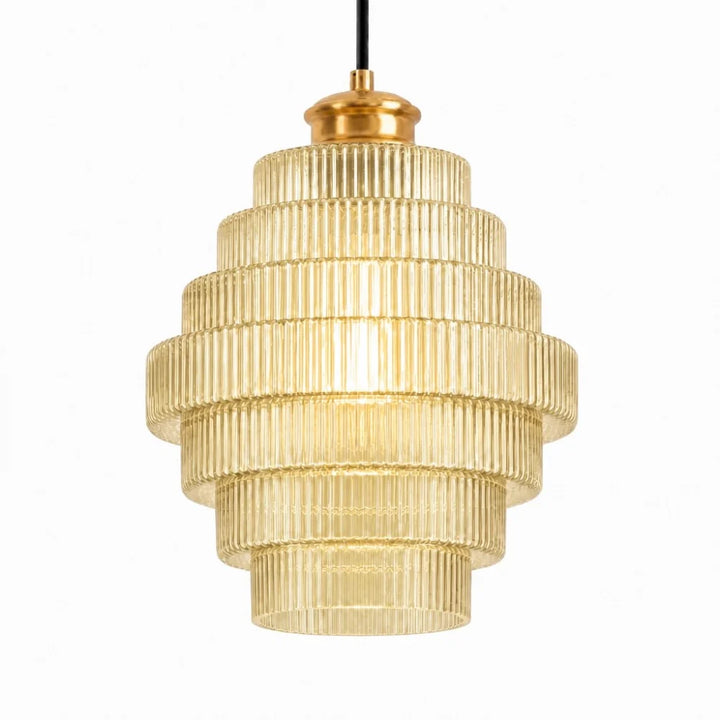 Amara Nordic Striped Stained Glass Bottle Pendant Light
