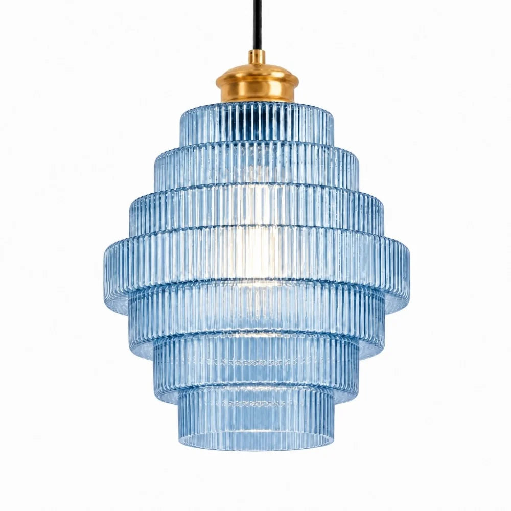 Amara Nordic Striped Stained Glass Bottle Pendant Light