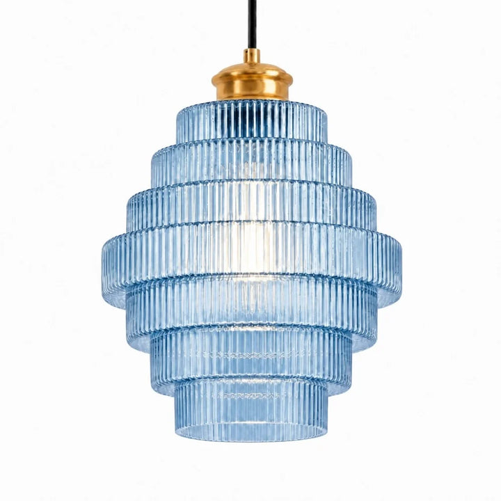 Amara Nordic Striped Stained Glass Bottle Pendant Light