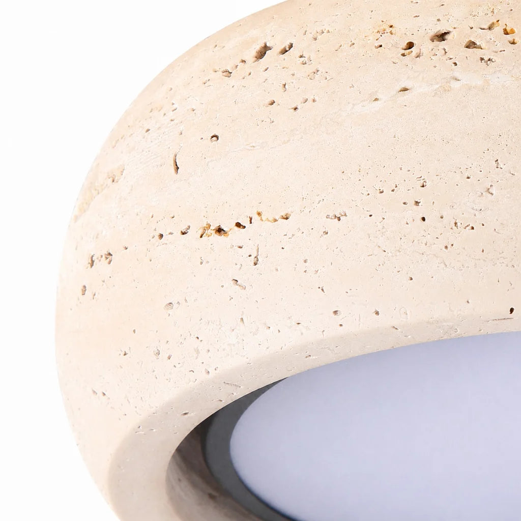 Amias Wabi-Sabi Travertine Round Flush Mount Ceiling Light