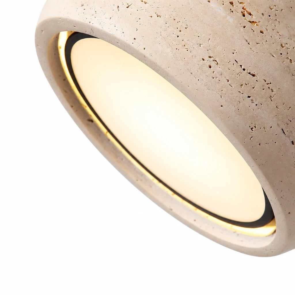 Amias Wabi-Sabi Travertine Round Flush Mount Ceiling Light