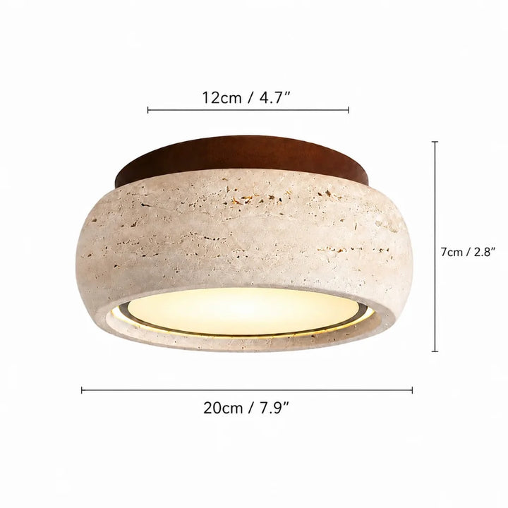 Amias Wabi-Sabi Travertine Round Flush Mount Ceiling Light