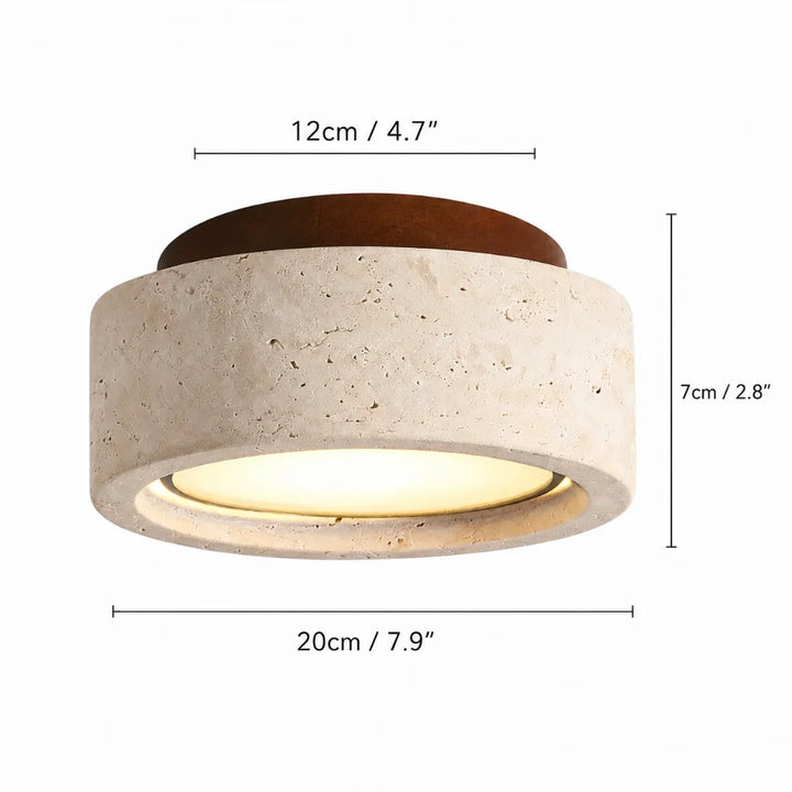 Amias Wabi-Sabi Travertine Round Flush Mount Ceiling Light