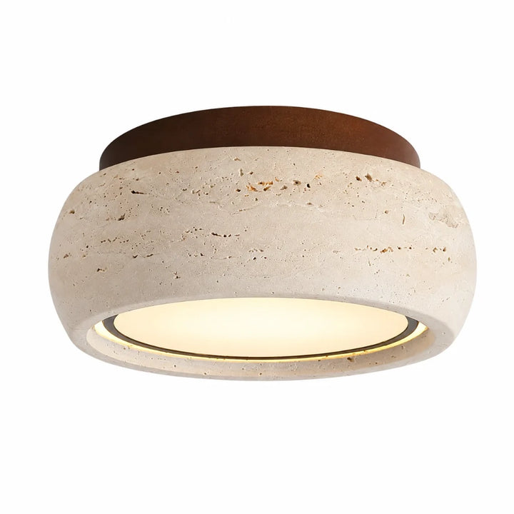 Amias Wabi-Sabi Travertine Round Flush Mount Ceiling Light