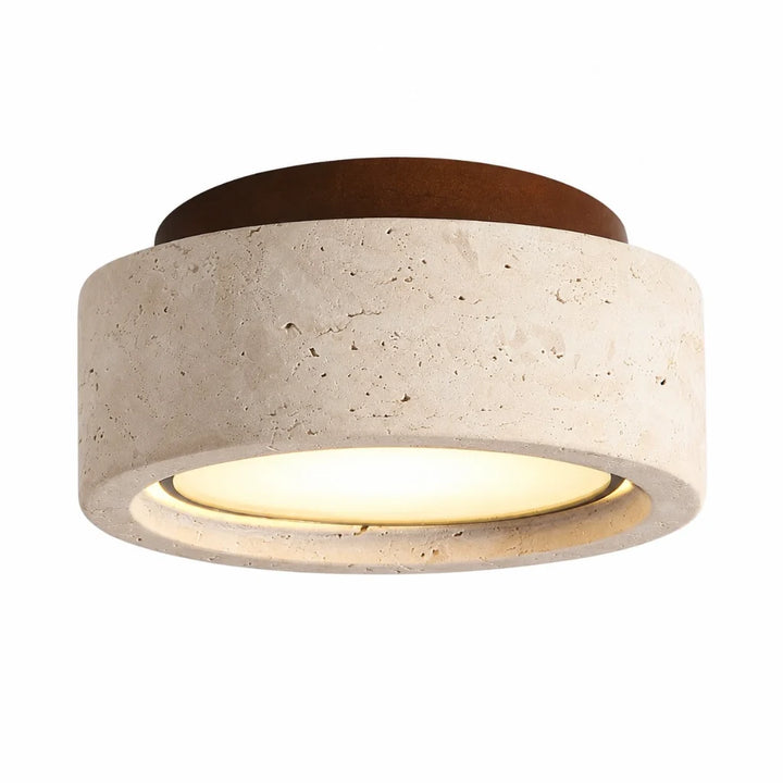 Amias Wabi-Sabi Travertine Round Flush Mount Ceiling Light