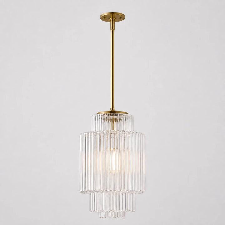 Antique Brass Tiered Opal White Glass Pendant Light