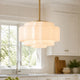 Antique Brass Tiered Opal White Glass Pendant Light