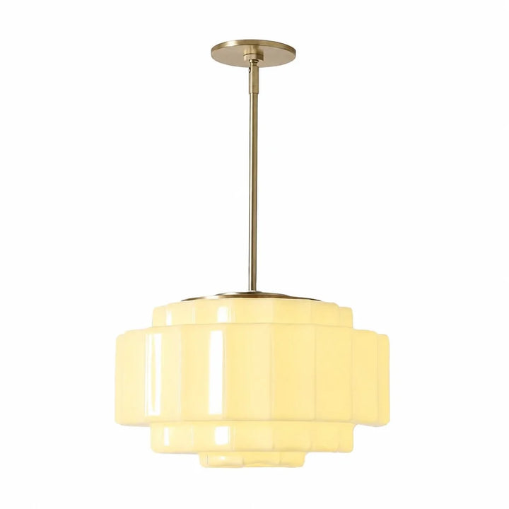 Antique Brass Tiered Opal White Glass Pendant Light