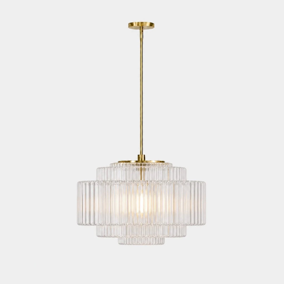 Antique Brass Tiered Opal White Glass Pendant Light