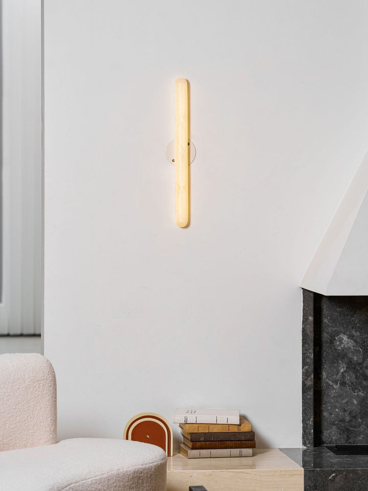 Slim Alabaster Cylinder Wall Light | White, Integrated LED