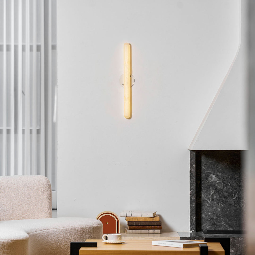 Slim Alabaster Cylinder Wall Light | White, Integrated LED