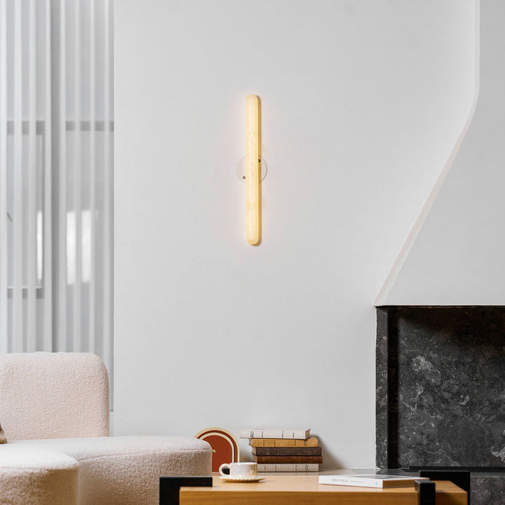 Slim Alabaster Cylinder Wall Light | White, Integrated LED