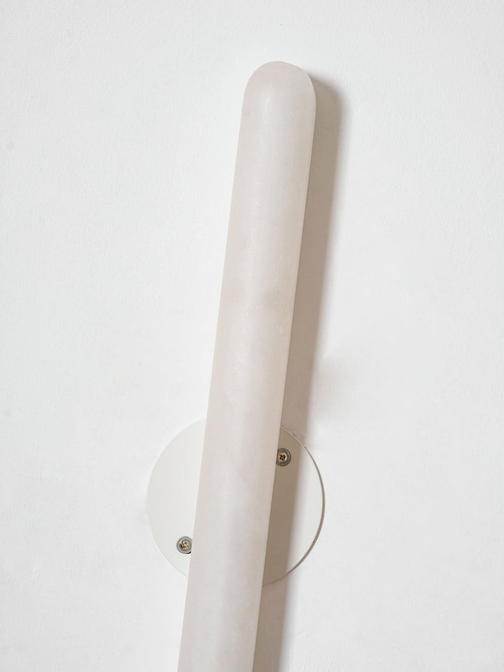Slim Alabaster Cylinder Wall Light | White, Integrated LED