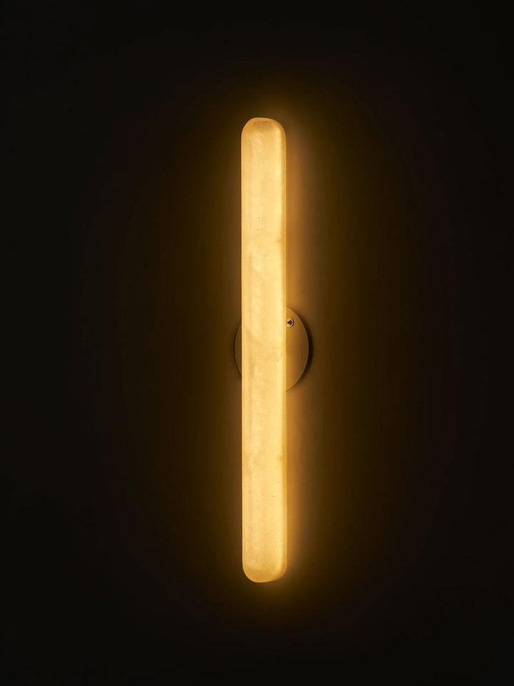 Slim Alabaster Cylinder Wall Light | White, Integrated LED