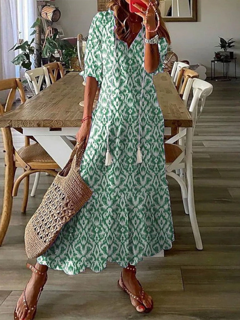 Women's V-Neck Boho Summer Dress – image 2