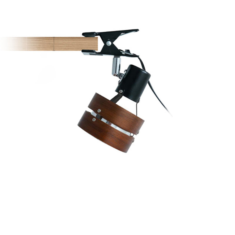 Japanese Solid Wood Round Clip Table Light