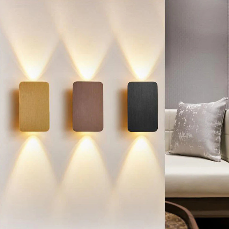 Nordic Minimalist Aluminum Rectangular Flat Panel 2-Light LED Wall Sconce Lamp