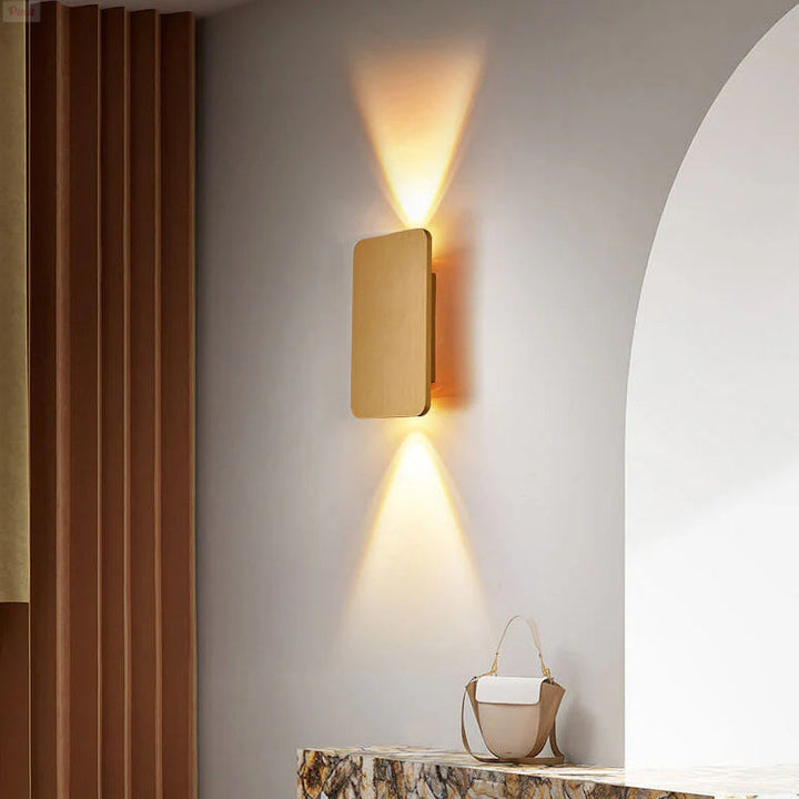 Nordic Minimalist Aluminum Rectangular Flat Panel 2-Light LED Wall Sconce Lamp