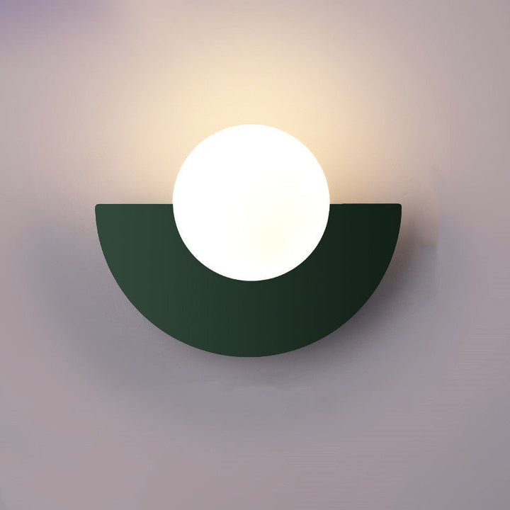 Modern Minimalist Glass Spherical Colorful Semicircle Design 1-Light Wall Sconce Lamp