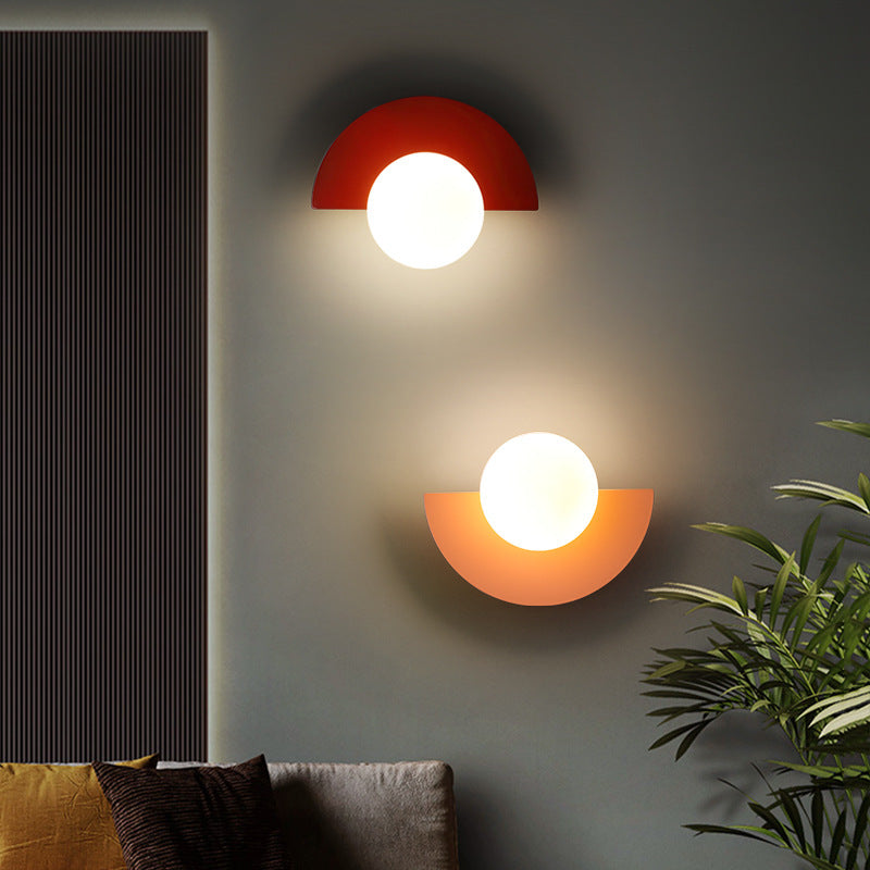 Half-Moon Wall Light | Opal Globe, 7 Colours
