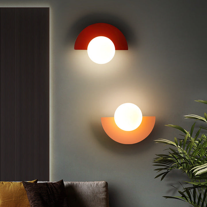 Half-Moon Wall Light | Opal Globe, 7 Colours