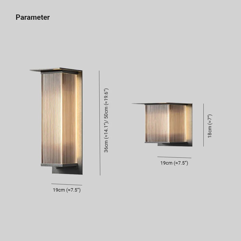 Ribbed Glass Outdoor Wall Lantern | Black, Three Sizes