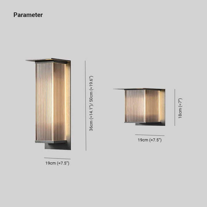 Ribbed Glass Outdoor Wall Lantern | Black, Three Sizes