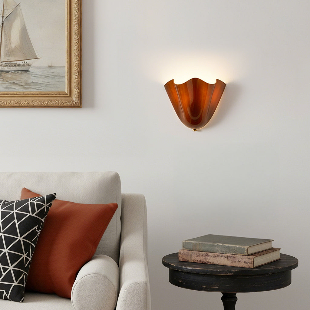 Beatrice Mid-Century Modern Seashell Glass Wall Sconce
