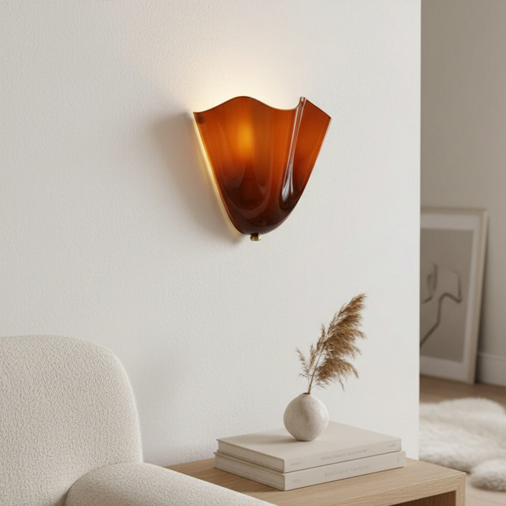Beatrice Mid-Century Modern Seashell Glass Wall Sconce