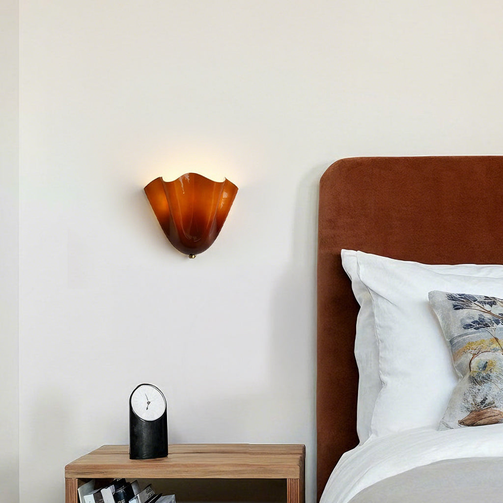 Beatrice Mid-Century Modern Seashell Glass Wall Sconce