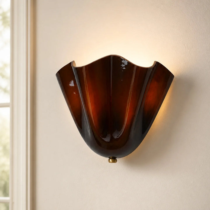 Beatrice Mid-Century Modern Seashell Glass Wall Sconce