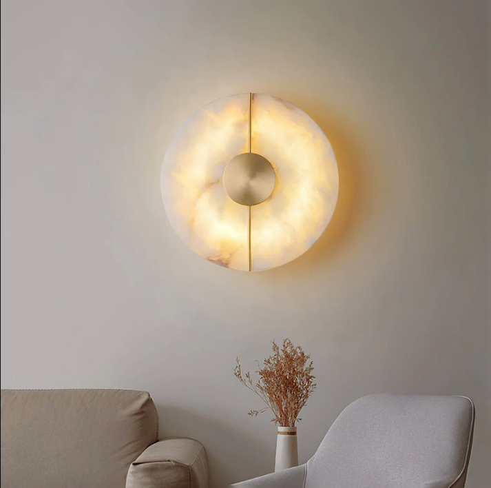 Modern Nordic Marble Round Wall Sconce LED 1-Light