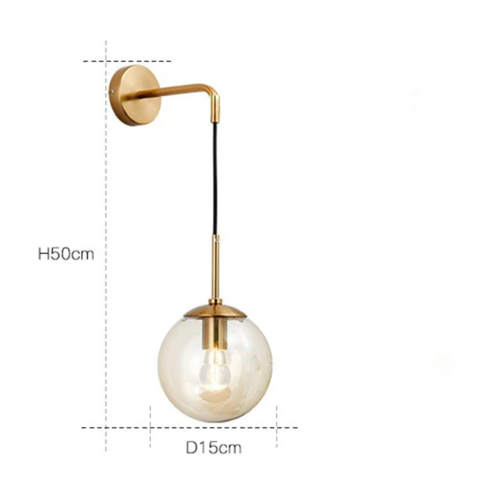 Glass Globe Wall Light with Hanging Arm | Gold or Black