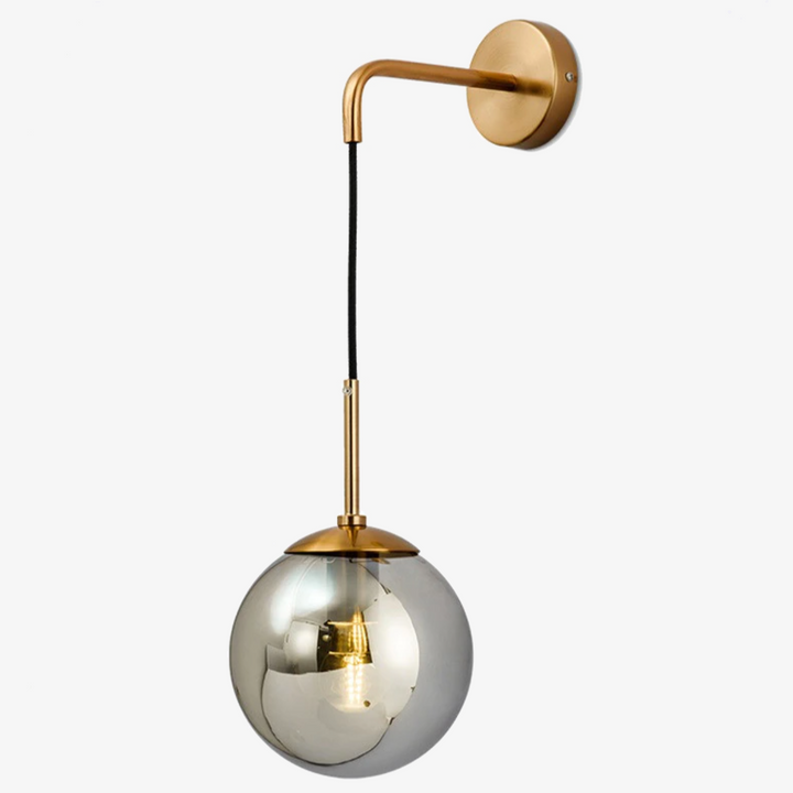 Glass Globe Wall Light with Hanging Arm | Gold or Black