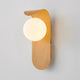 Wood Wall Light With Opal Globe Shade in Brown