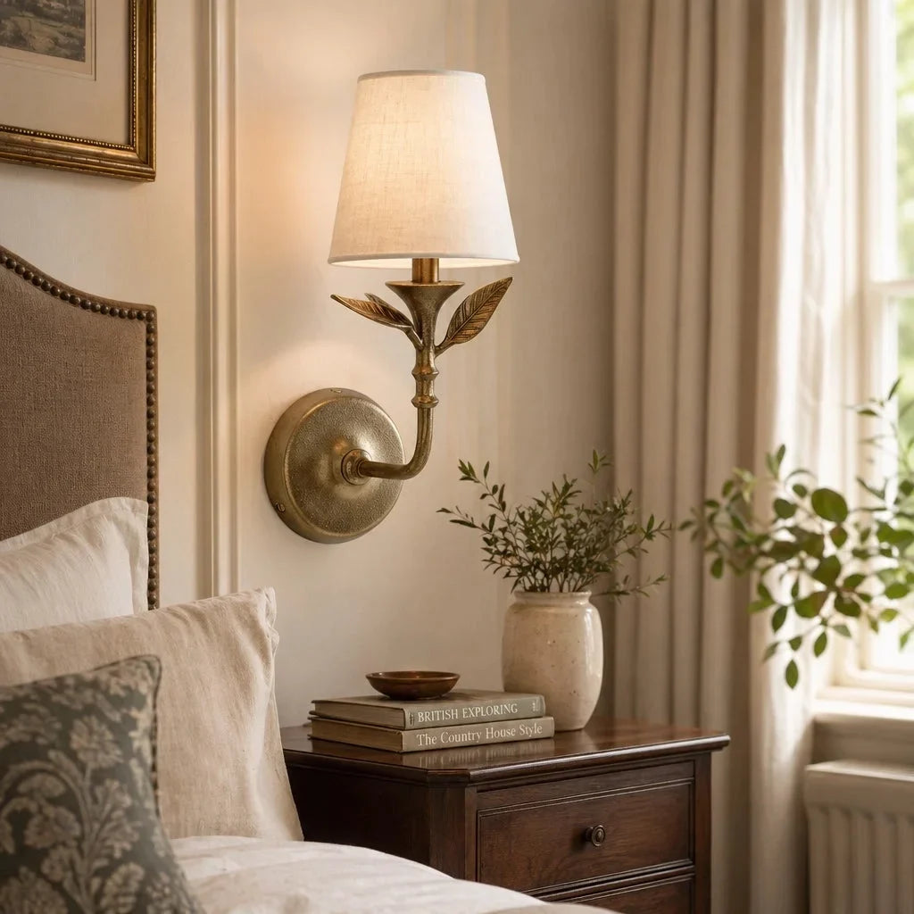 Celia Rustic Botanical Forged Iron Wall Sconce