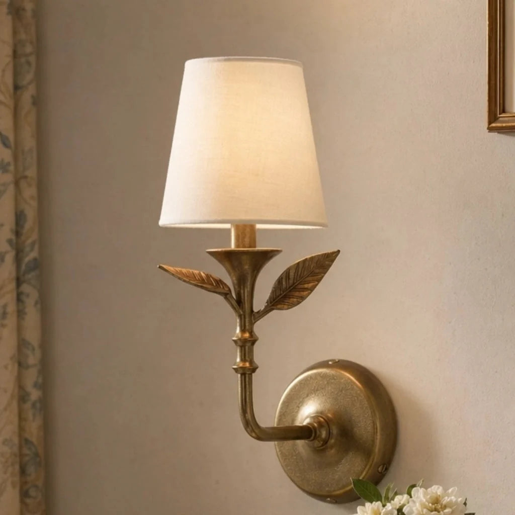 Celia Rustic Botanical Forged Iron Wall Sconce