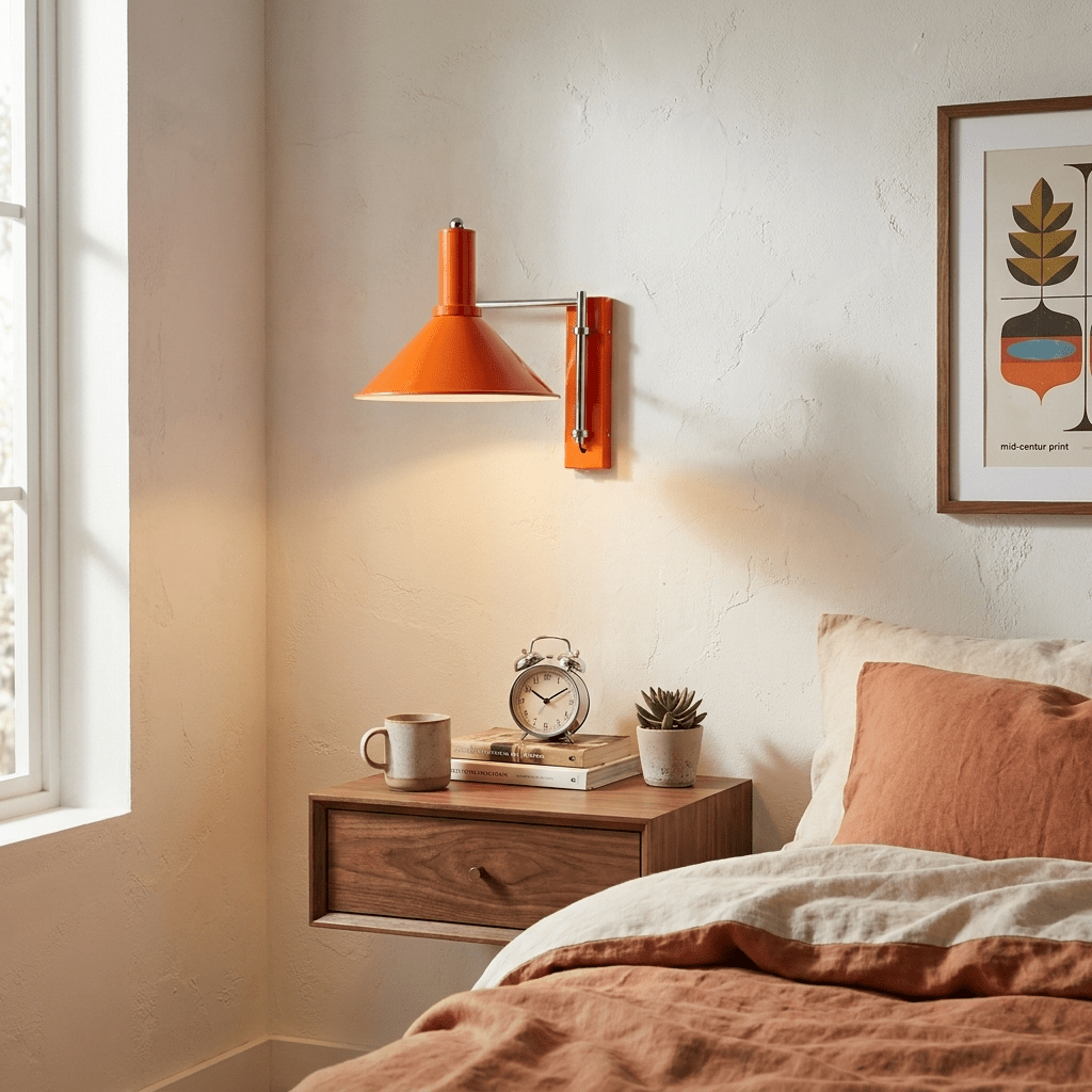 Swing Arm Cone Wall Light | Enamelled Iron, Pull Cord