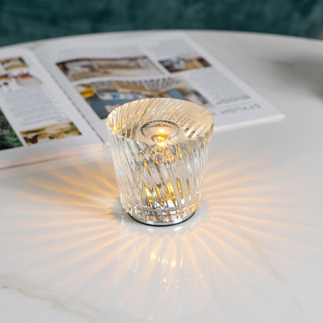 Rechargeable Crystal Glass Table Lamp | Cordless, Three Cuts