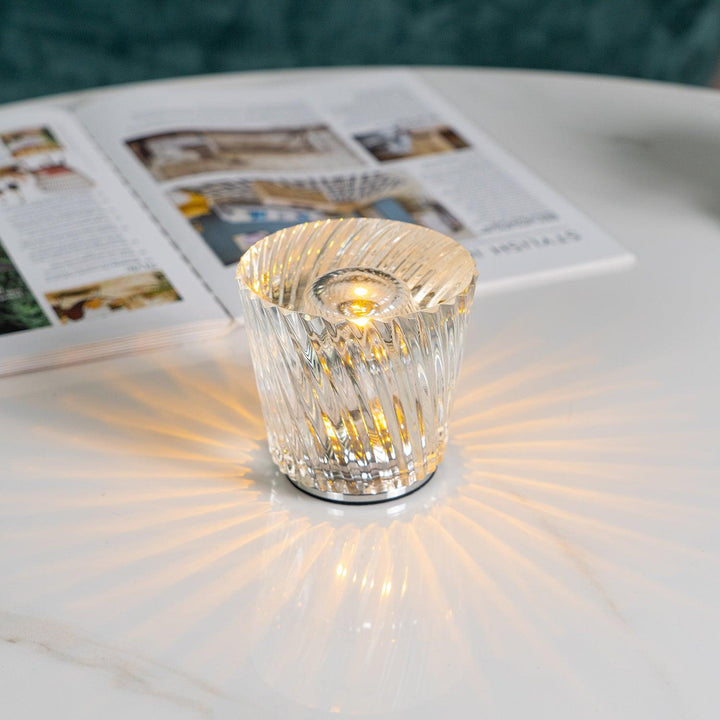 Rechargeable Crystal Glass Table Lamp | Cordless, Three Cuts