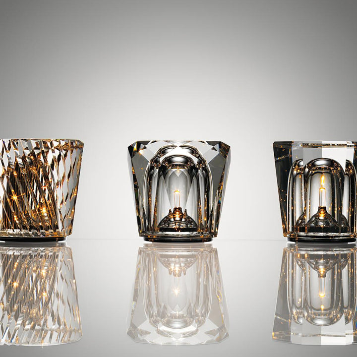 Rechargeable Crystal Glass Table Lamp | Cordless, Three Cuts