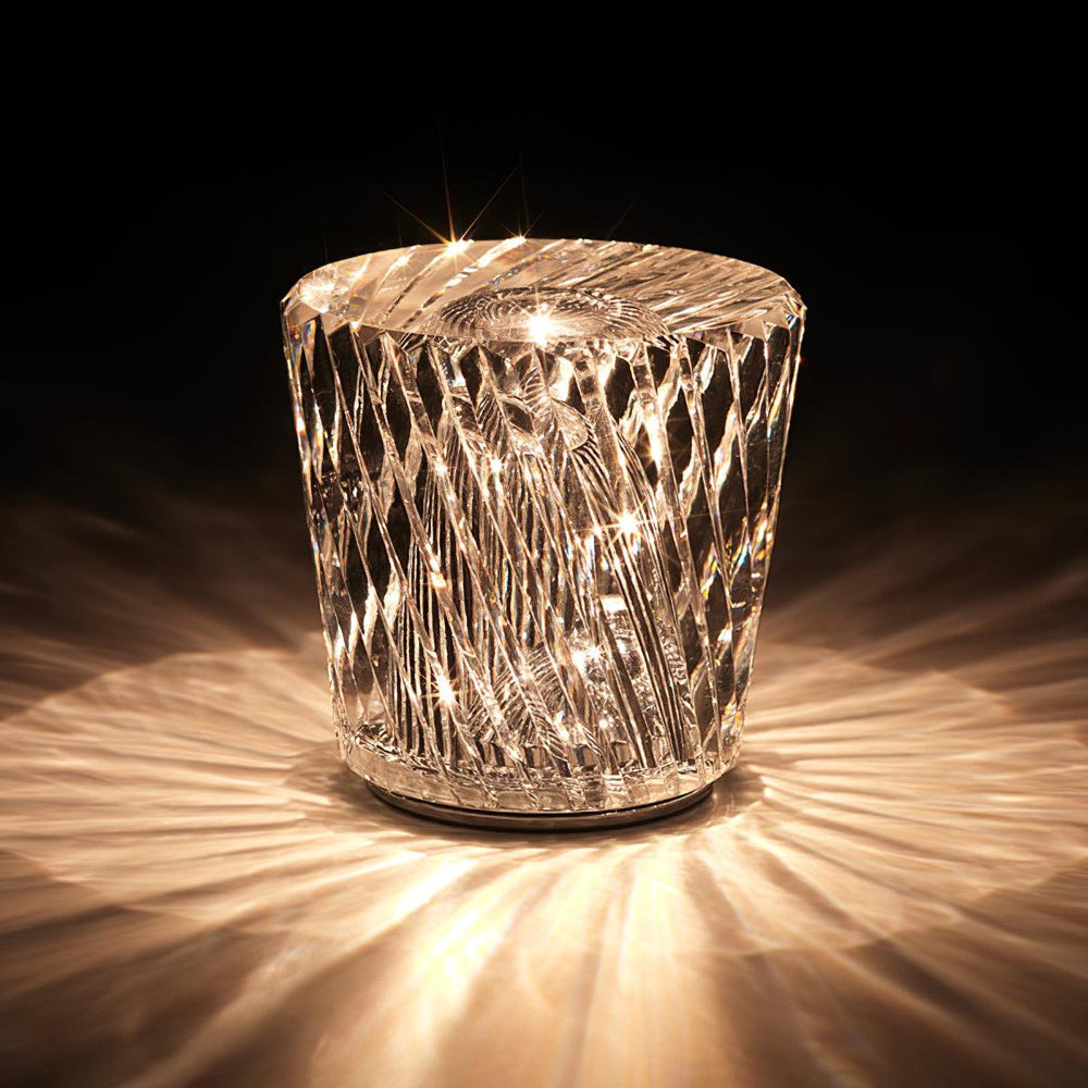 Rechargeable Crystal Glass Table Lamp | Cordless, Three Cuts