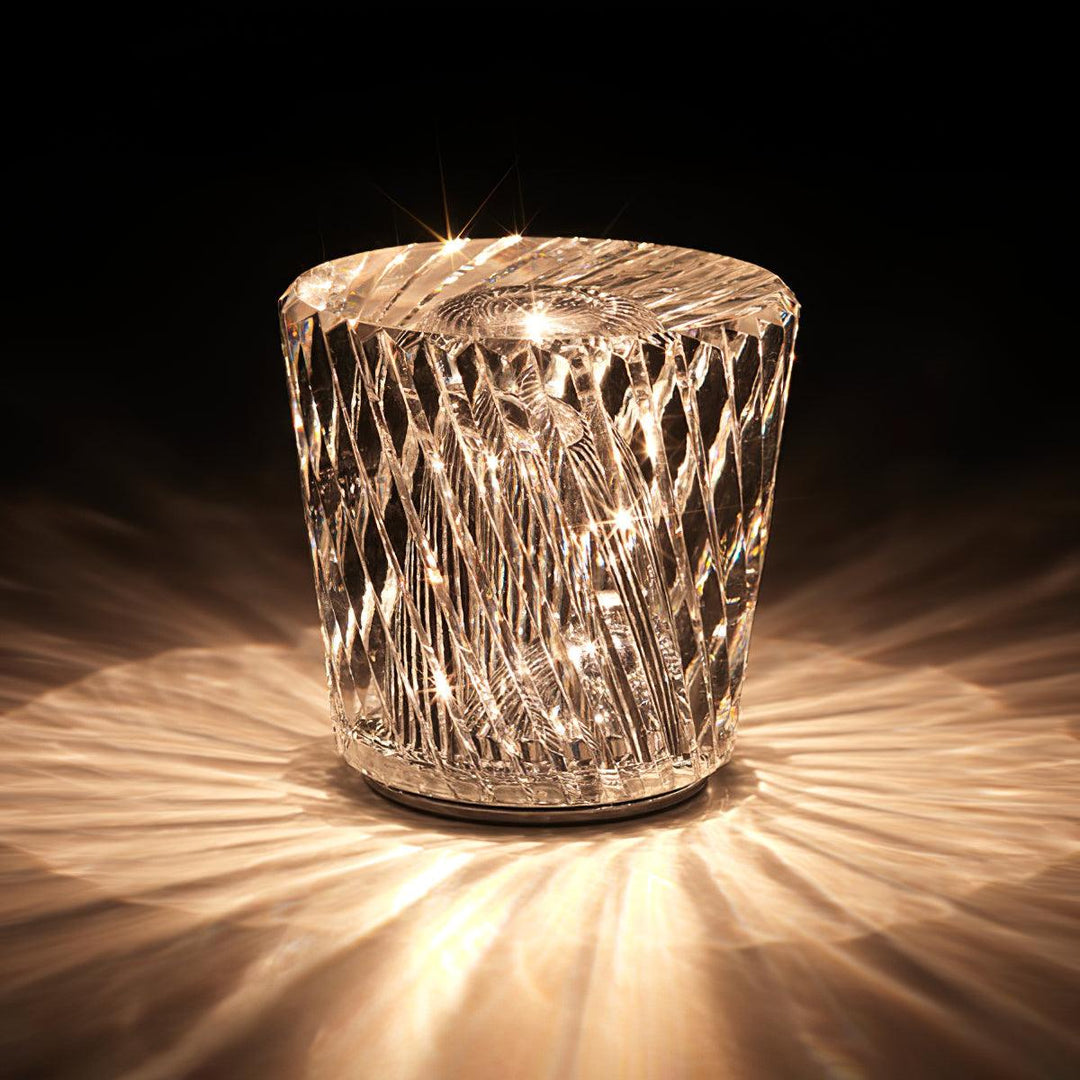 Rechargeable Crystal Glass Table Lamp | Cordless, Three Cuts