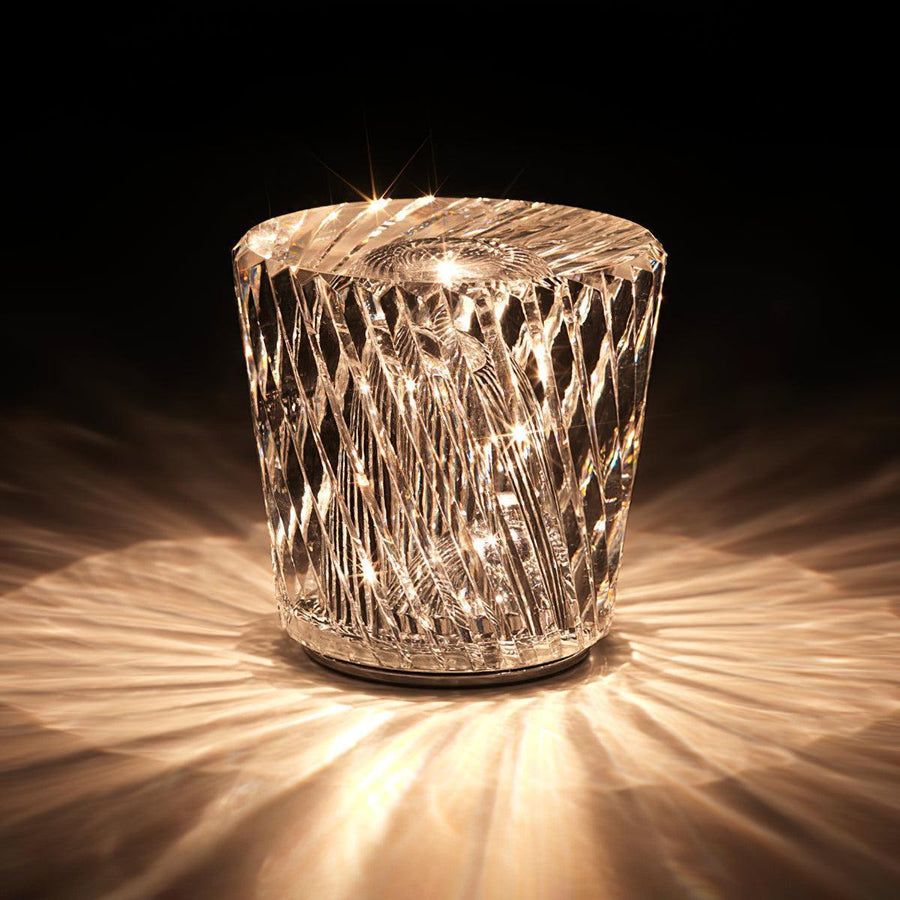 Rechargeable Crystal Glass Table Lamp | Cordless, Three Cuts