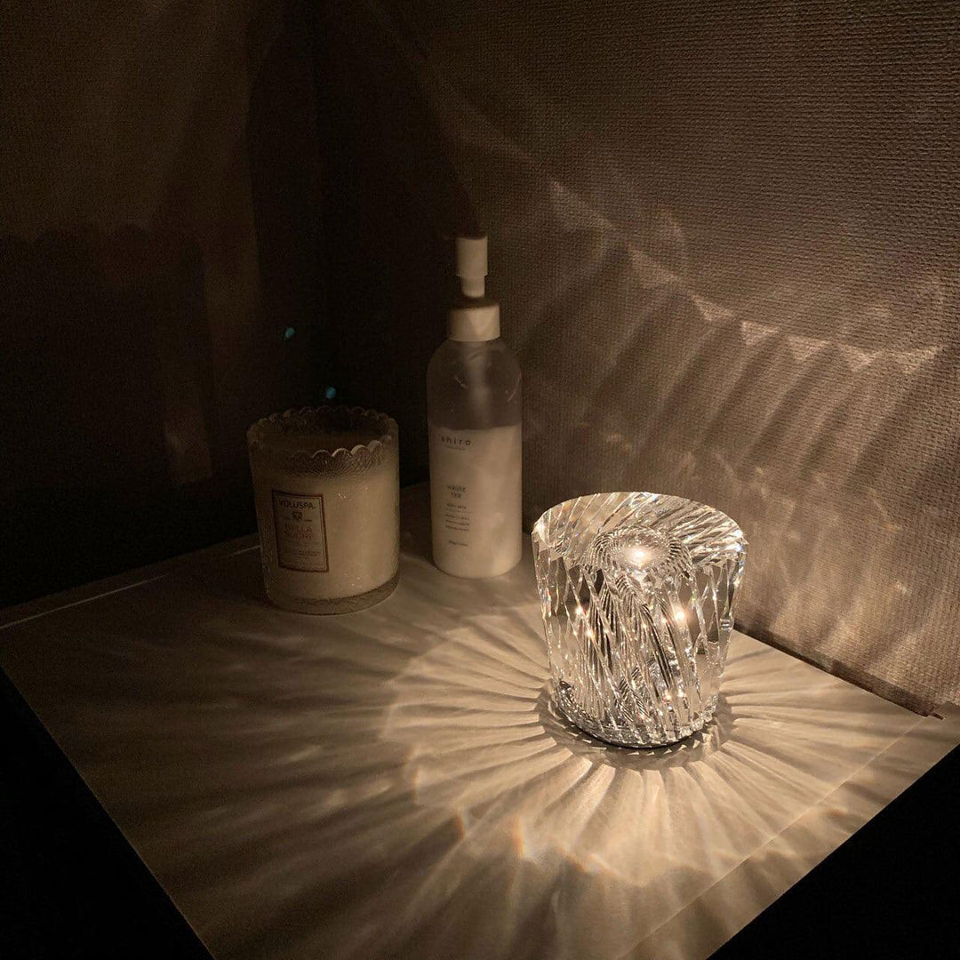 Rechargeable Crystal Glass Table Lamp | Cordless, Three Cuts
