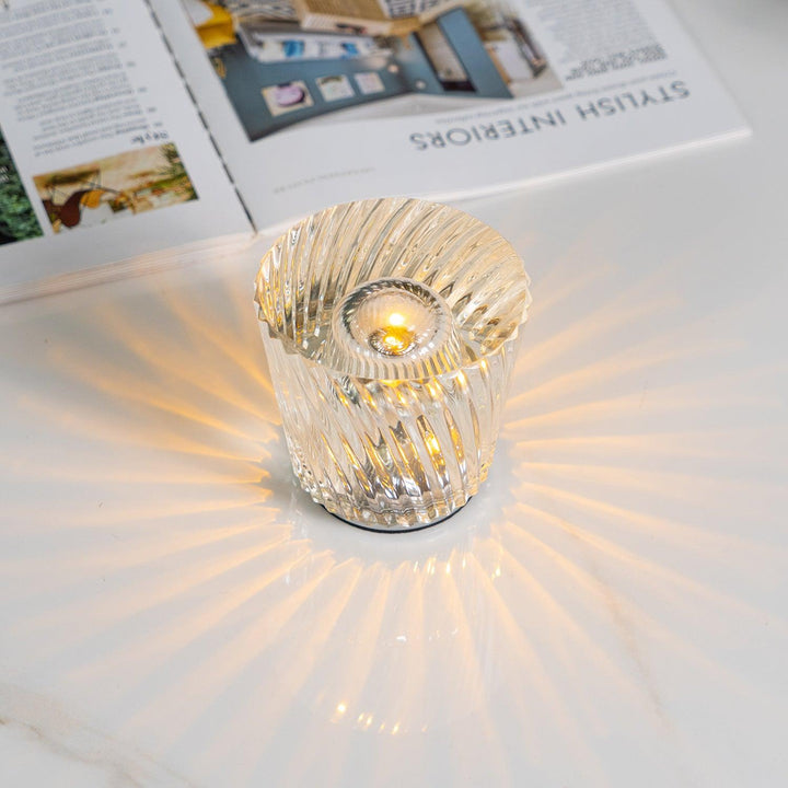 Rechargeable Crystal Glass Table Lamp | Cordless, Three Cuts